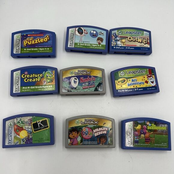 Leapster Leap Frog Games Lot Battery Or Wired  Summer Learning Roadtrip Fun - Picture 1 of 13